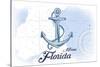 Miami, Florida - Anchor - Blue - Coastal Icon-Lantern Press-Stretched Canvas