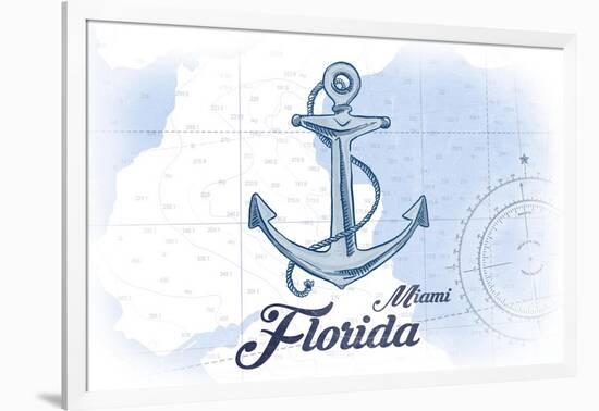 Miami, Florida - Anchor - Blue - Coastal Icon-Lantern Press-Framed Art Print