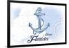 Miami, Florida - Anchor - Blue - Coastal Icon-Lantern Press-Framed Art Print