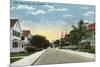 Miami, Florida - Avenue B View of 14th Street-Lantern Press-Mounted Premium Giclee Print