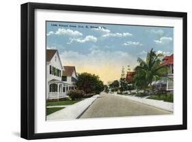 Miami, Florida - Avenue B View of 14th Street-Lantern Press-Framed Art Print