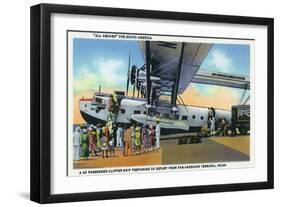 Miami, Florida - Boarding Scene at Pan-American Terminal-Lantern Press-Framed Art Print