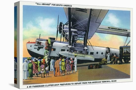 Miami, Florida - Boarding Scene at Pan-American Terminal-Lantern Press-Stretched Canvas