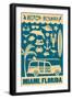 Miami, Florida - Coastal Icons-Lantern Press-Framed Art Print