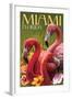 Miami, Florida - Flamingos-Lantern Press-Framed Art Print