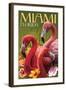 Miami, Florida - Flamingos-Lantern Press-Framed Art Print