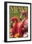 Miami, Florida - Flamingos-Lantern Press-Framed Art Print