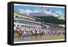Miami, Florida - Hialeah Park; Parading to the Post Scene-Lantern Press-Framed Stretched Canvas