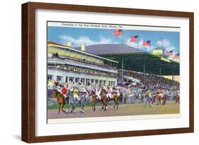 Miami, Florida - Hialeah Park; Parading to the Post Scene-Lantern Press-Framed Art Print