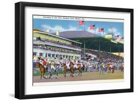 Miami, Florida - Hialeah Park; Parading to the Post Scene-Lantern Press-Framed Art Print