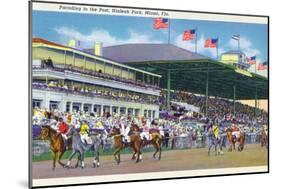 Miami, Florida - Hialeah Park; Parading to the Post Scene-Lantern Press-Mounted Art Print