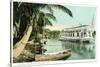 Miami, Florida - Houseboat on the Miami River-Lantern Press-Stretched Canvas