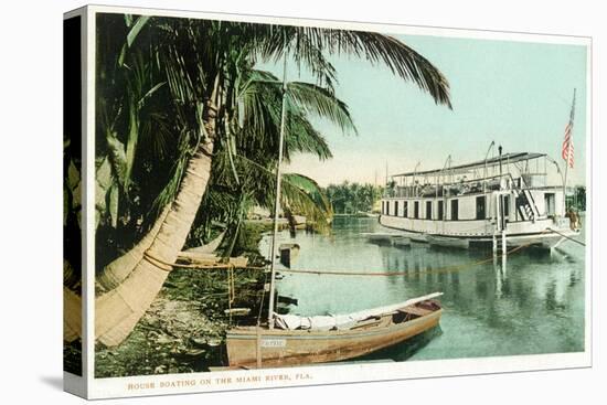 Miami, Florida - Houseboat on the Miami River-Lantern Press-Stretched Canvas