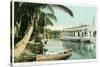 Miami, Florida - Houseboat on the Miami River-Lantern Press-Stretched Canvas