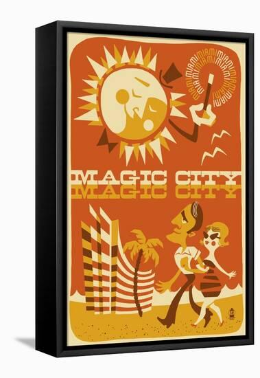 Miami, Florida - Magic City-Lantern Press-Framed Stretched Canvas