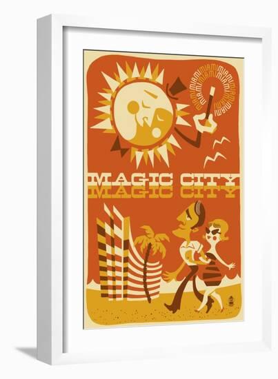 Miami, Florida - Magic City-Lantern Press-Framed Art Print