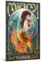 Miami, Florida - Mermaid-Lantern Press-Mounted Art Print