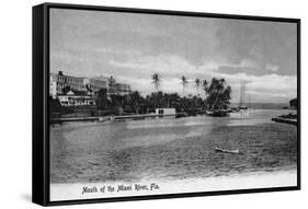 Miami, Florida - Mouth of the Miami River Scene-Lantern Press-Framed Stretched Canvas