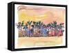 Miami Florida Ocean Drive Lights with Vanilla Sky-M. Bleichner-Framed Stretched Canvas