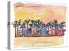 Miami Florida Ocean Drive Lights with Vanilla Sky-M. Bleichner-Stretched Canvas