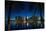 Miami, Florida - Palms and City at Night-Lantern Press-Stretched Canvas