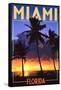 Miami, Florida - Palms and Sunset-Lantern Press-Framed Stretched Canvas