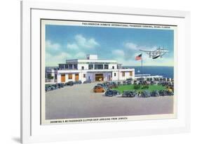 Miami, Florida - Pan-American Airways Terminal, Clipper Arriving from Jamaica-Lantern Press-Framed Premium Giclee Print