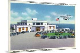 Miami, Florida - Pan-American Airways Terminal, Clipper Arriving from Jamaica-Lantern Press-Mounted Premium Giclee Print