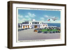 Miami, Florida - Pan-American Airways Terminal, Clipper Arriving from Jamaica-Lantern Press-Framed Art Print