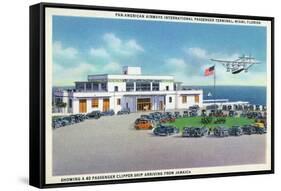 Miami, Florida - Pan-American Airways Terminal, Clipper Arriving from Jamaica-Lantern Press-Framed Stretched Canvas