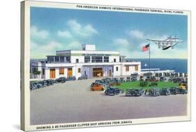 Miami, Florida - Pan-American Airways Terminal, Clipper Arriving from Jamaica-Lantern Press-Stretched Canvas