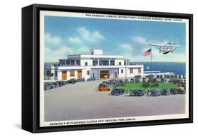 Miami, Florida - Pan-American Airways Terminal, Clipper Arriving from Jamaica-Lantern Press-Framed Stretched Canvas