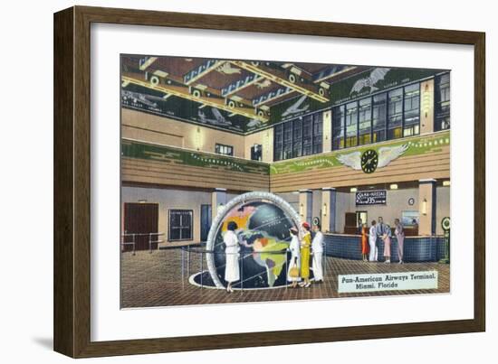 Miami, Florida - Pan-American Airways Terminal Interior View-Lantern Press-Framed Art Print