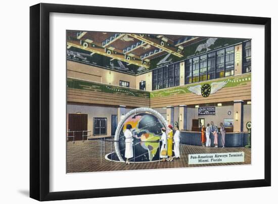 Miami, Florida - Pan-American Airways Terminal Interior View-Lantern Press-Framed Art Print