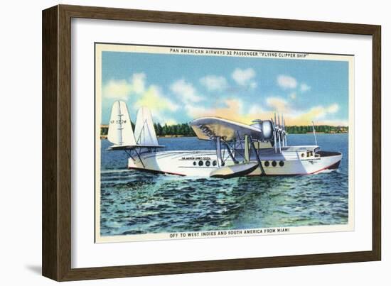 Miami, Florida - Pan American Flying Clipper Leaving for South America-Lantern Press-Framed Art Print