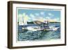 Miami, Florida - Pan American Flying Clipper Leaving for South America-Lantern Press-Framed Art Print