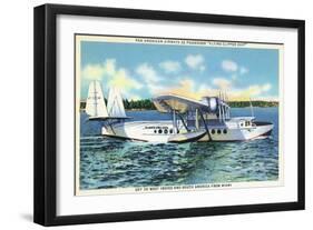 Miami, Florida - Pan American Flying Clipper Leaving for South America-Lantern Press-Framed Art Print