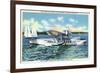 Miami, Florida - Pan American Flying Clipper Leaving for South America-Lantern Press-Framed Premium Giclee Print