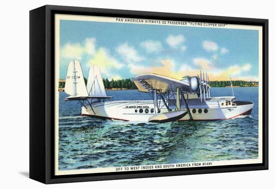 Miami, Florida - Pan American Flying Clipper Leaving for South America-Lantern Press-Framed Stretched Canvas