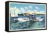 Miami, Florida - Pan American Flying Clipper Leaving for South America-Lantern Press-Framed Stretched Canvas