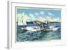 Miami, Florida - Pan American Flying Clipper Leaving for South America-Lantern Press-Framed Art Print