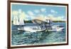 Miami, Florida - Pan American Flying Clipper Leaving for South America-Lantern Press-Framed Art Print