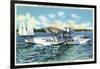 Miami, Florida - Pan American Flying Clipper Leaving for South America-Lantern Press-Framed Art Print