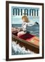 Miami, Florida - Pinup Girl Boating-Lantern Press-Framed Art Print