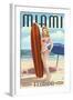 Miami, Florida - Pinup Girl Surfer-Lantern Press-Framed Art Print