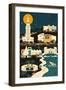 Miami, Florida - Retro Skyline (no text)-Lantern Press-Framed Art Print