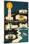 Miami, Florida - Retro Skyline (no text)-Lantern Press-Mounted Art Print