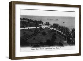 Miami, Florida - Royal Palm Hotel Grounds and Biscayne Bay View-Lantern Press-Framed Art Print