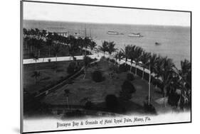 Miami, Florida - Royal Palm Hotel Grounds and Biscayne Bay View-Lantern Press-Mounted Art Print