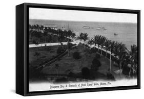 Miami, Florida - Royal Palm Hotel Grounds and Biscayne Bay View-Lantern Press-Framed Stretched Canvas